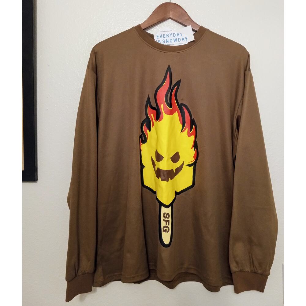 Snowday SnowFire Gang Jersey Oversized Boxy Long Sleeve Tee NWT & Sticker SZ L